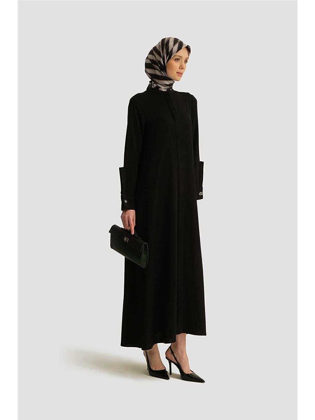 Geniş Manşetli Pardesü 25Y8206 Siyah-1