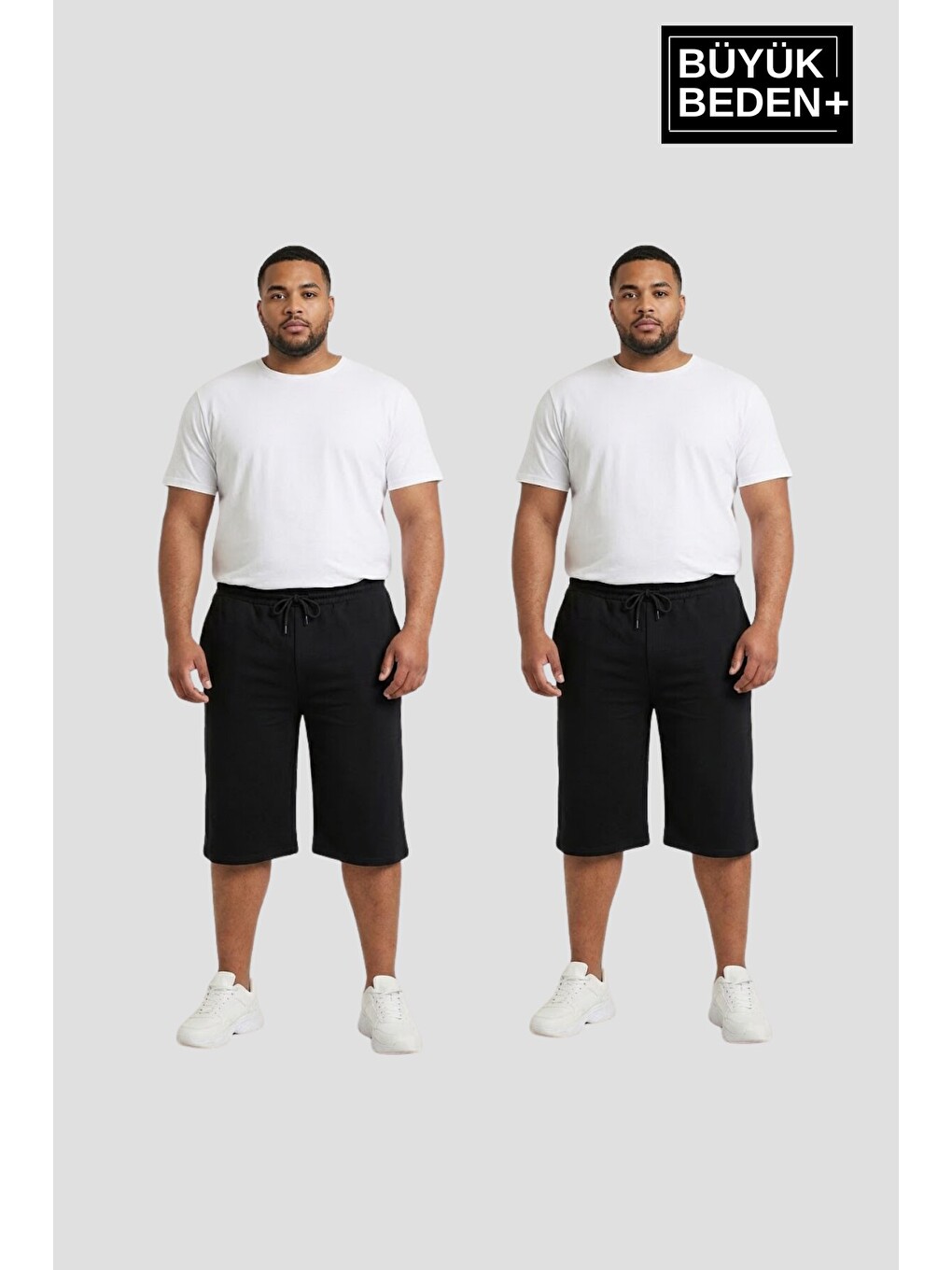 Siyah Büyük Beden Erkek 2’li Kapri Şort Rahat Kalıp Seti 3XL-6XL SPR26BSR591+2