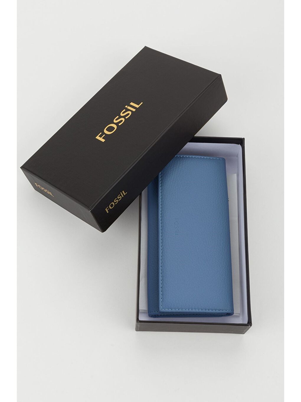 Kutulu Hakiki Deri Buz Mavi Büyük Boy Kadın El Portföyü Kartlık Cüzdan-7