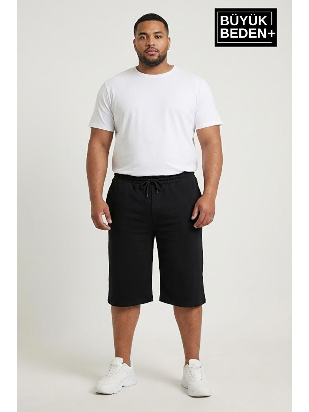 Siyah Büyük Beden Erkek 2’li Kapri Şort Rahat Kalıp Seti 3XL-6XL SPR26BSR591+2-1