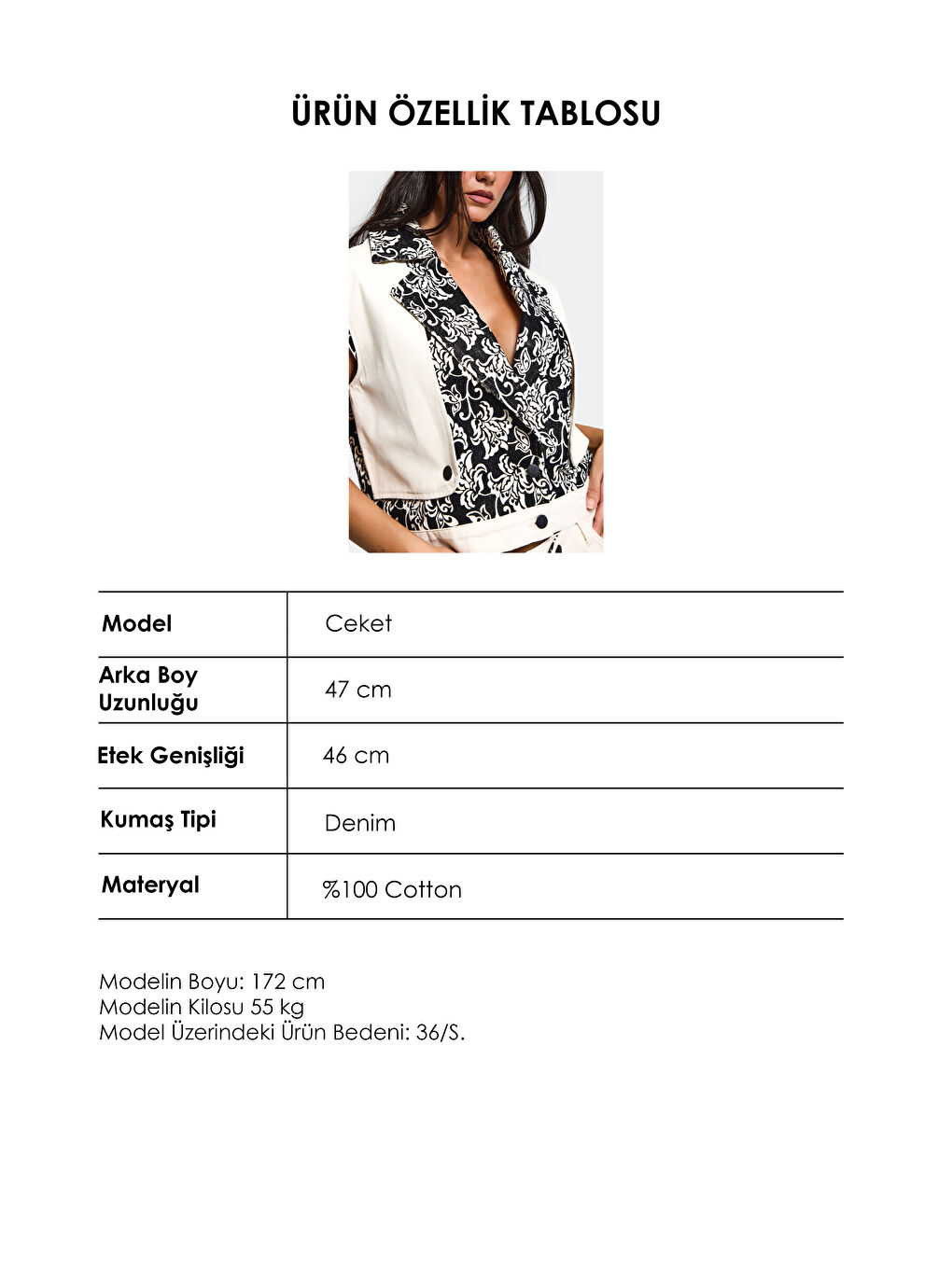 Bej Kadın Siyah Raw 7s6-69 Crop Fit Nakış Detaylı Özel Tasarım Denim Yelek-2