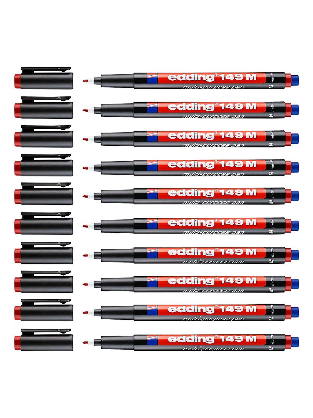 149 M Permanent Silgili Asetat Kalemi 1.0 mm Kırmızı 10 Adet