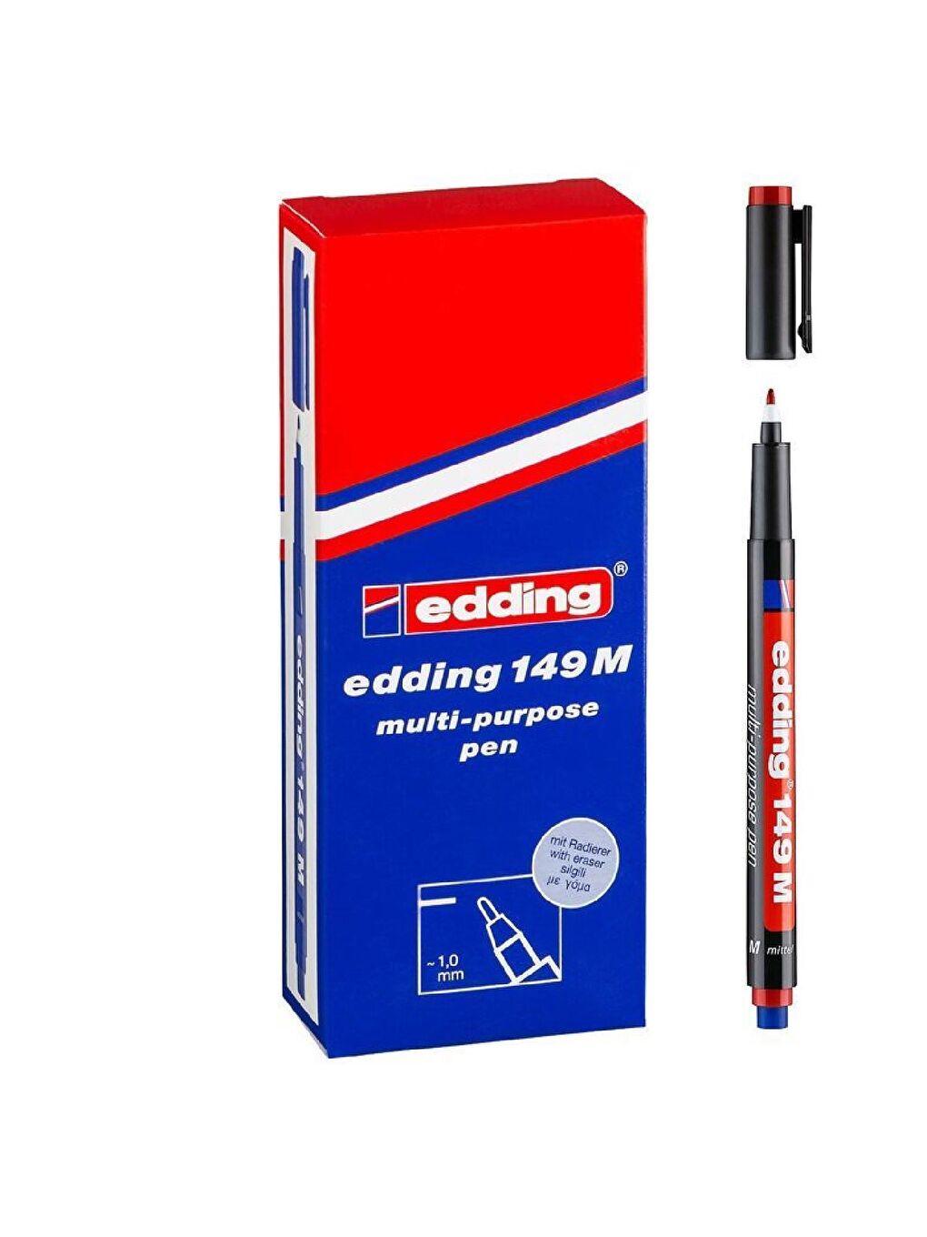 149 M Permanent Silgili Asetat Kalemi 1.0 mm Kırmızı 10 Adet-1