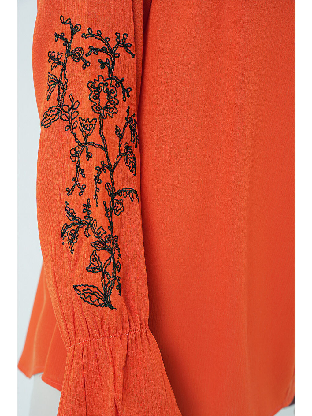 Kadın Nakışlı Örme Bluz 941 - Turuncu-4