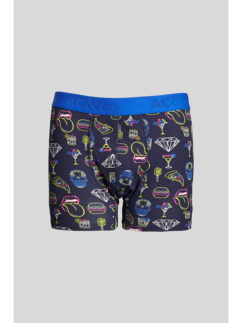 Erkek Lacivert-Saks Premium Pamuklu 3'lü Paket Desenli Boxer-3