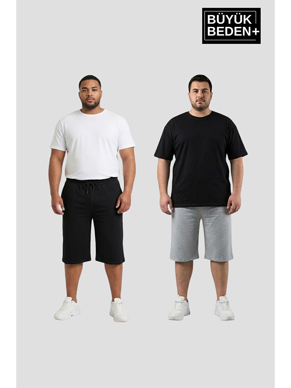 Siyah Büyük Beden Erkek 2’li Kapri Şort Rahat Kalıp Seti 3XL-6XL SPR26BSR591+2