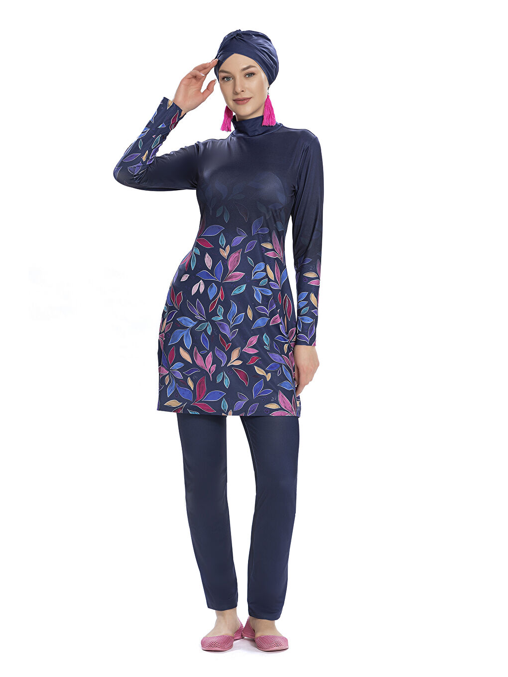 Elastanlı Tam Kapalı Mayo 280 522 Lacivert-1