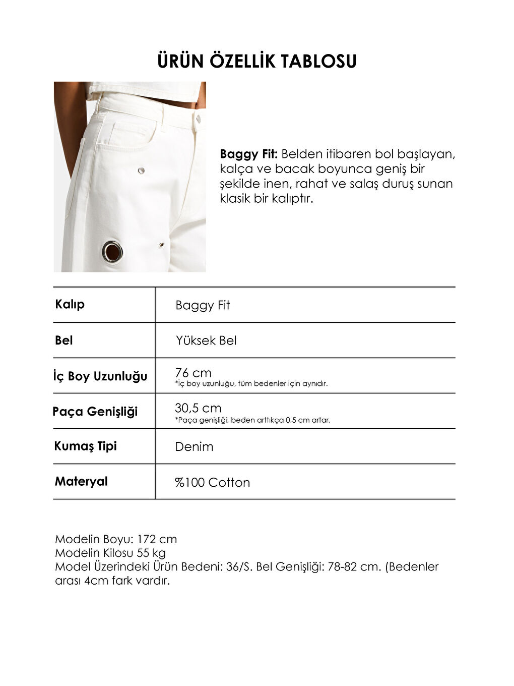 Kadın Kırık Beyaz 7s6-101 Baggy Fit Kuş Gözü Detaylı Özel Tasarım Denim Jean-2
