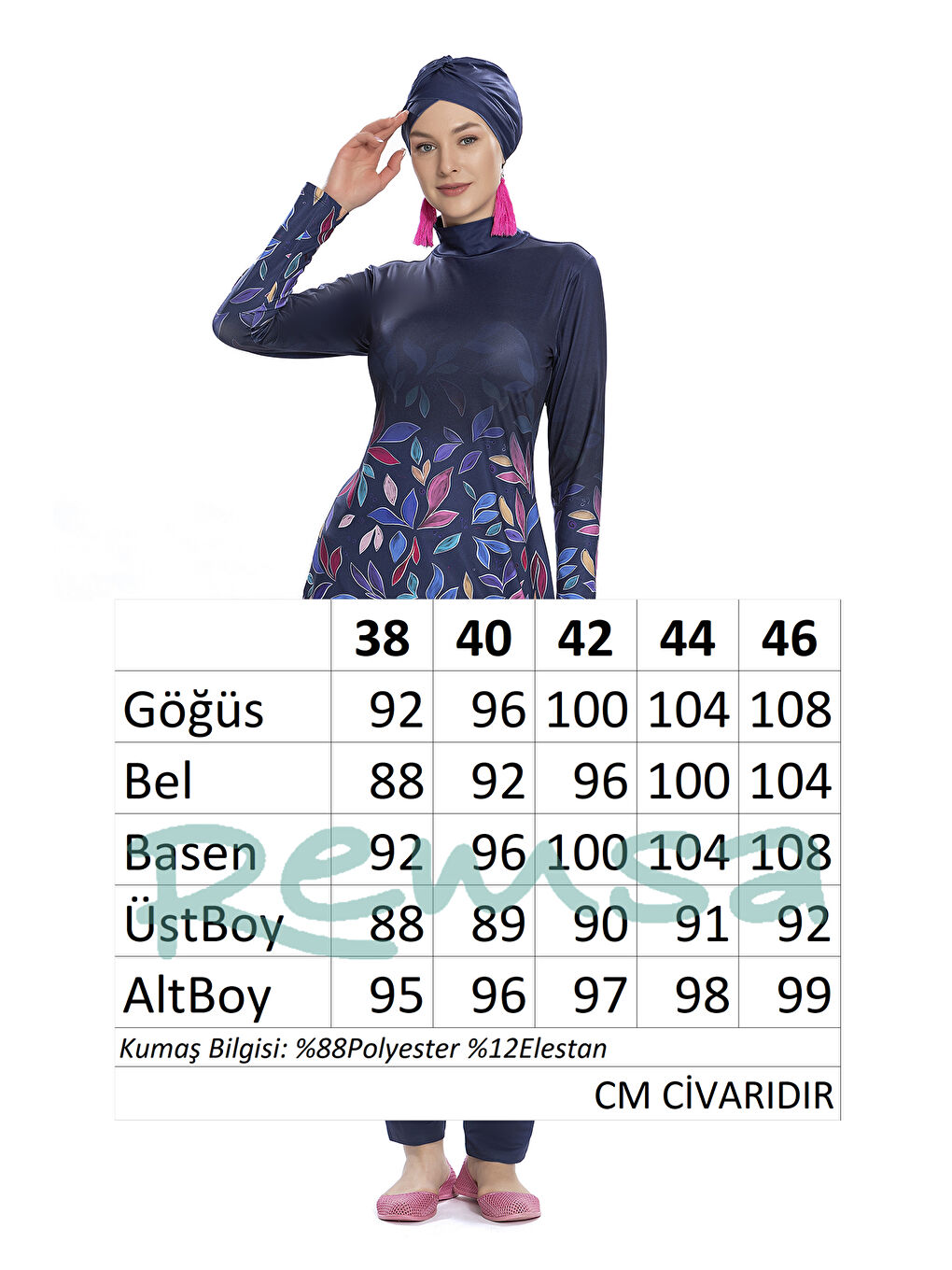 Elastanlı Tam Kapalı Mayo 280 522 Lacivert-3