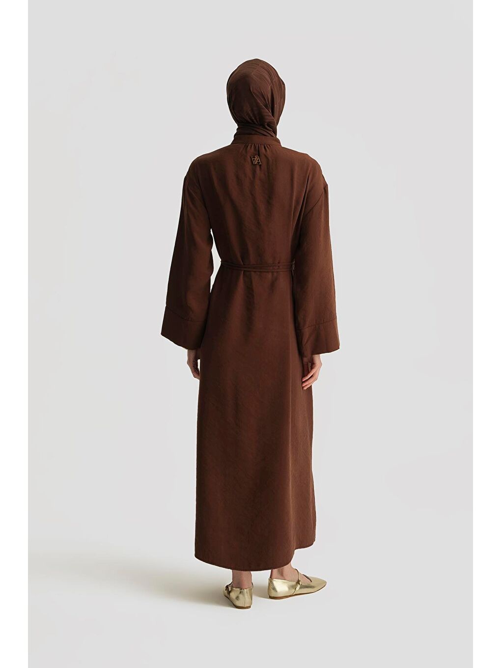 Kahverengi Düğmeli Modal Elbise 25Y9011 Açık Kahve-4