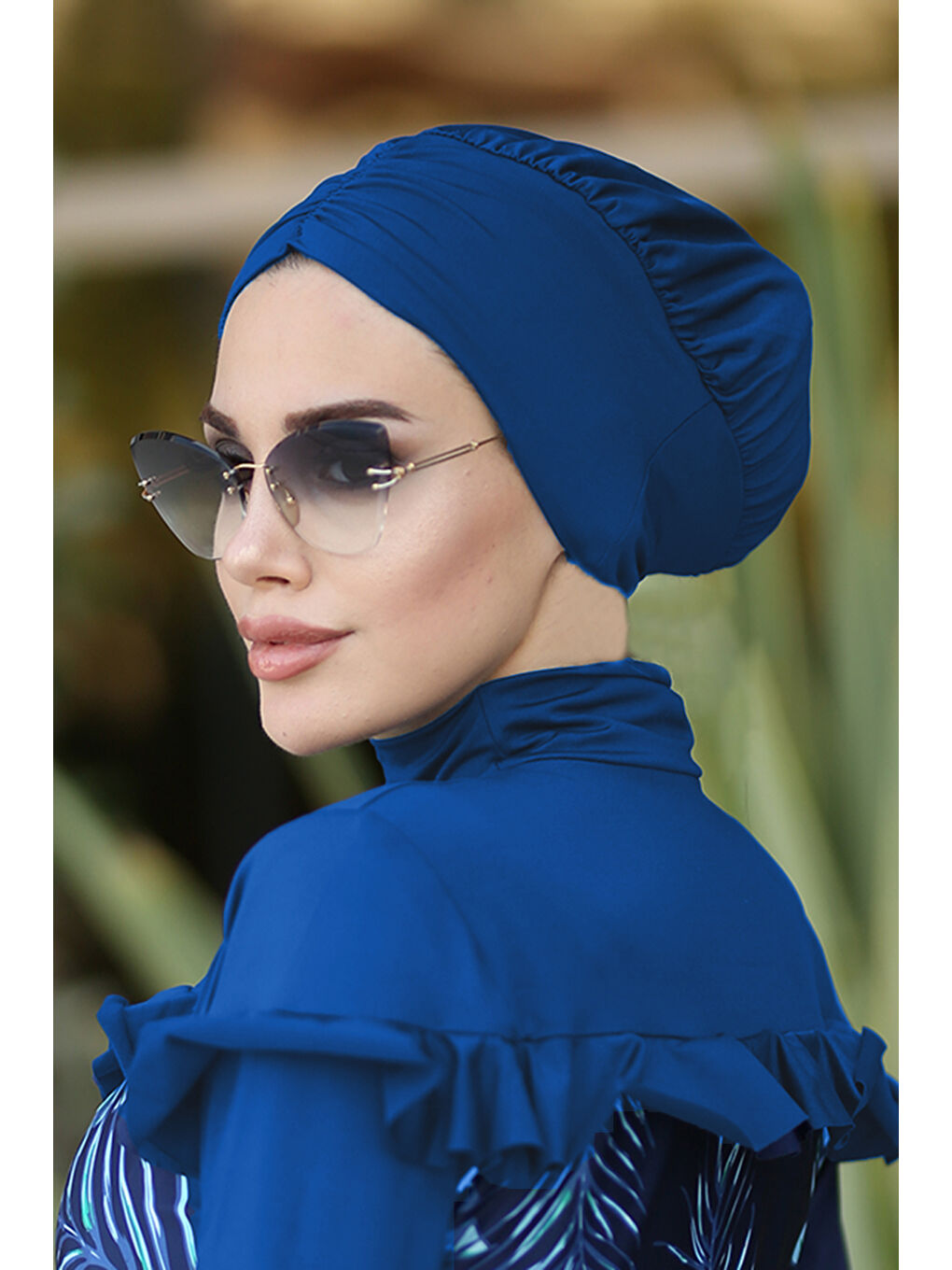 Büzgülü Deniz Havuz Bone R-1001 Mavi