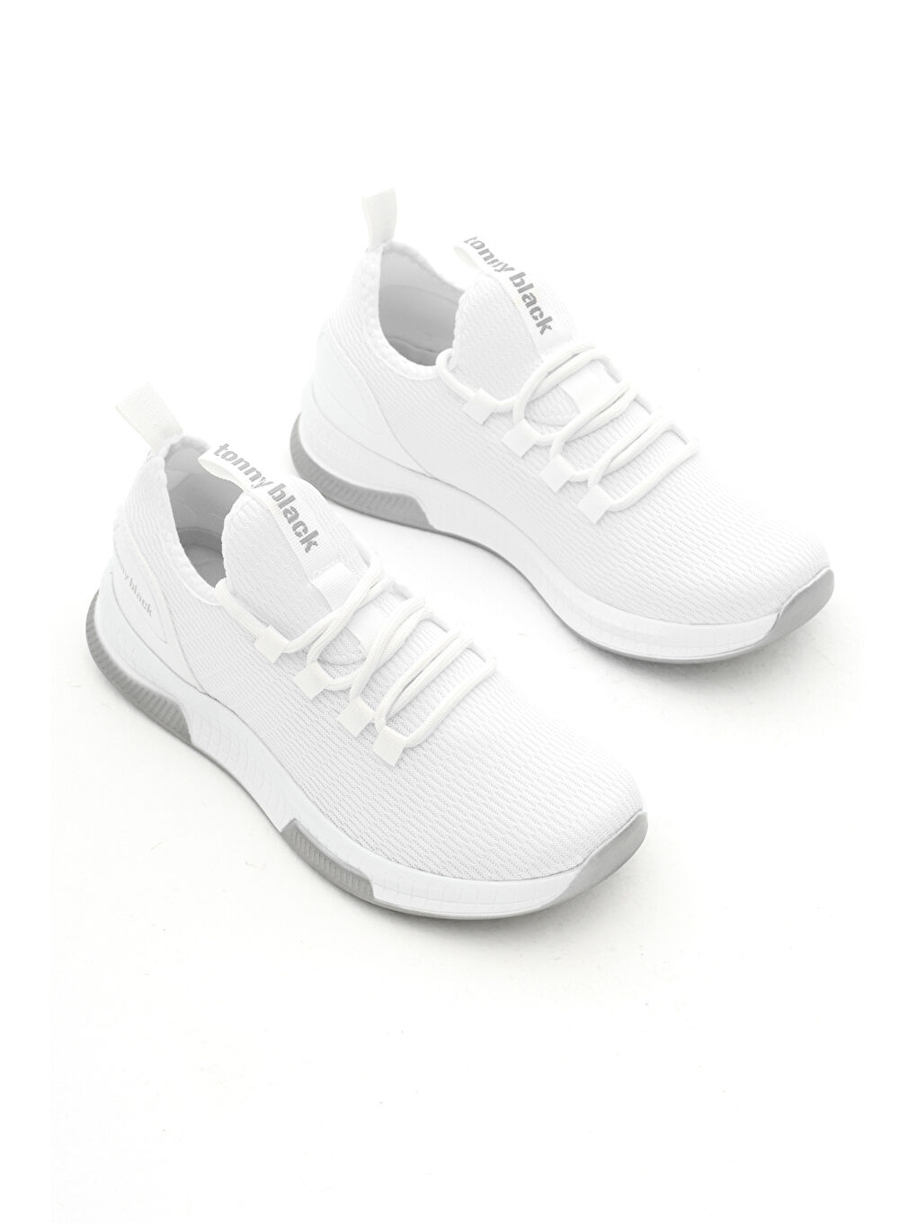 Unisex Beyaz Nefes Alabilen Kumaş Poli Taban Bağcıklı Spor Ayakkabı-3