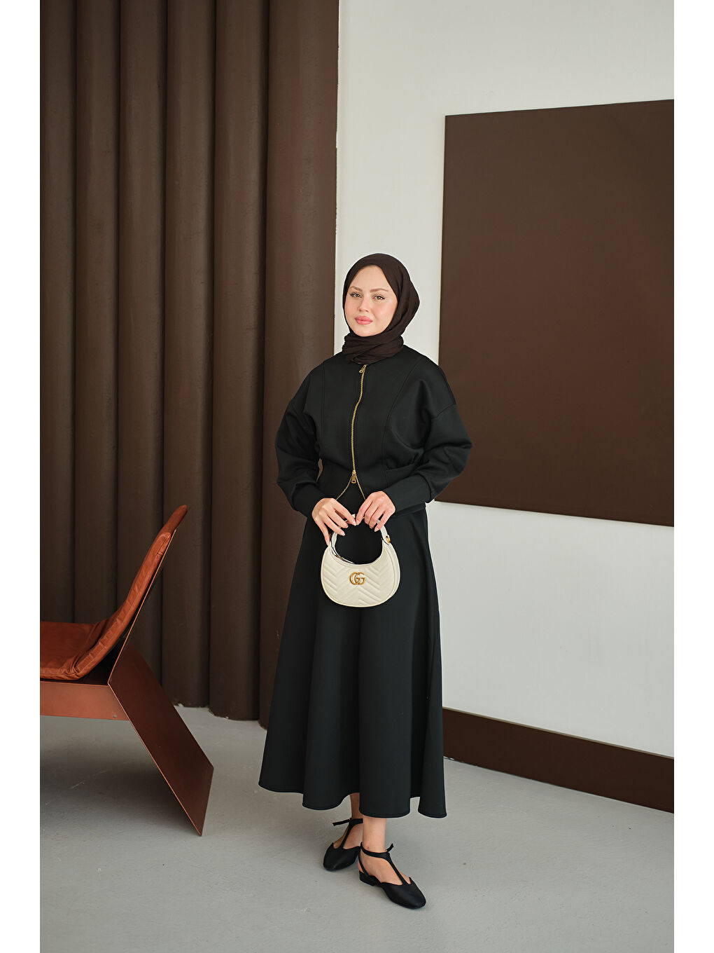 Kadın Beli Korse Detay Takım Siyah-1