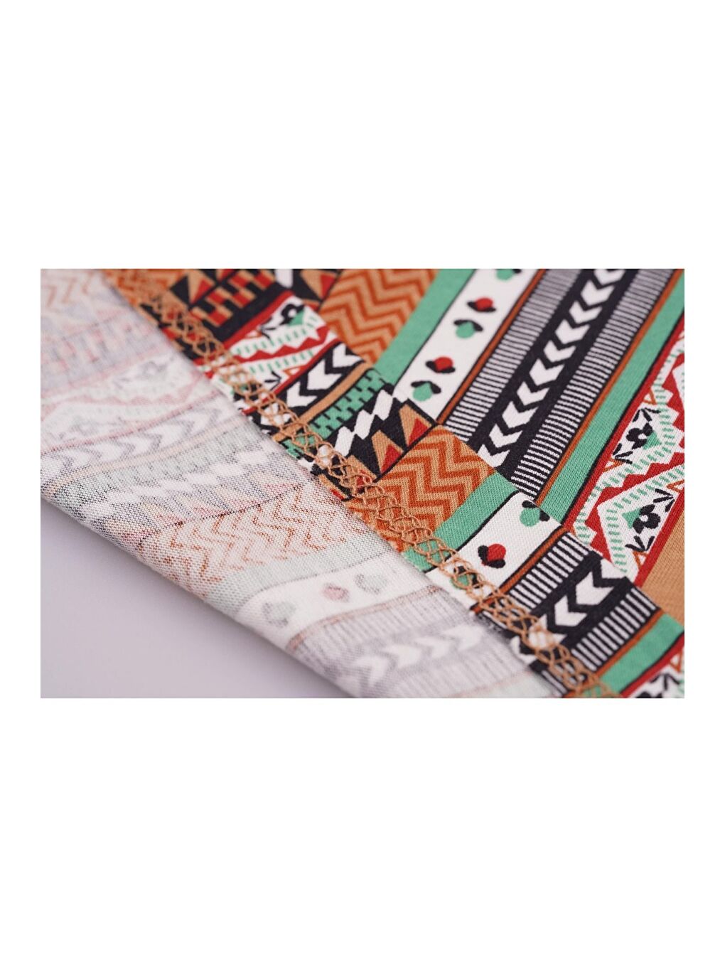 Karışık kadın kısa kollu desenli cepli büyük beden pamuklu elbise-5