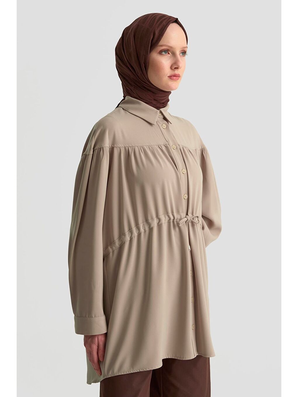 Oversize Gömlek 25Kd1114 Bej-1