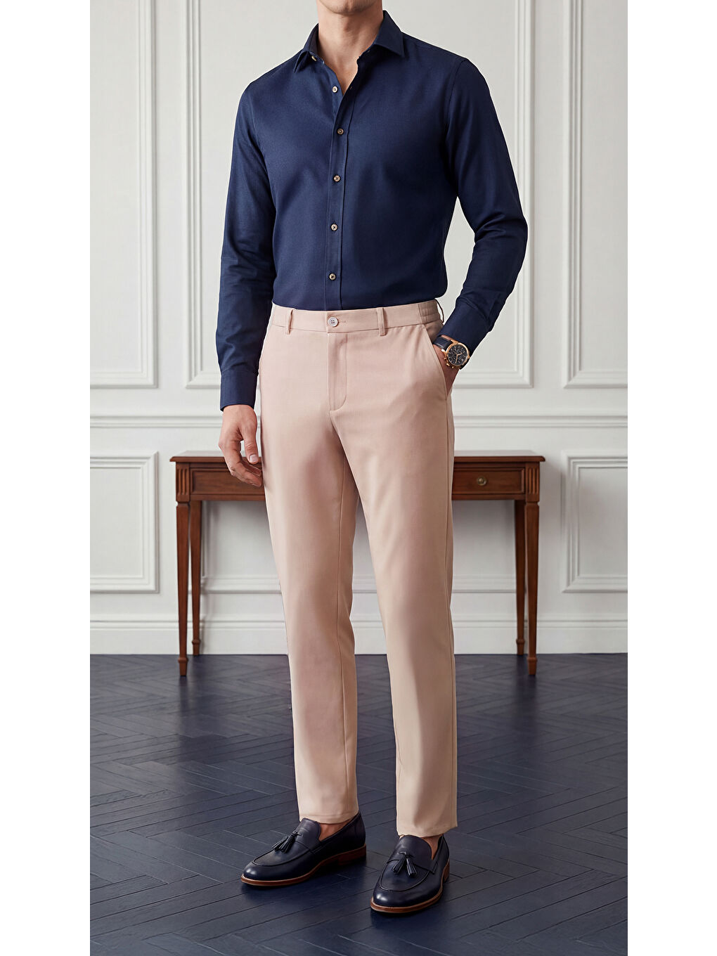 Spor Klasik Bej Kolay Ütülenebilir Easy Iron Erkek Pantolon