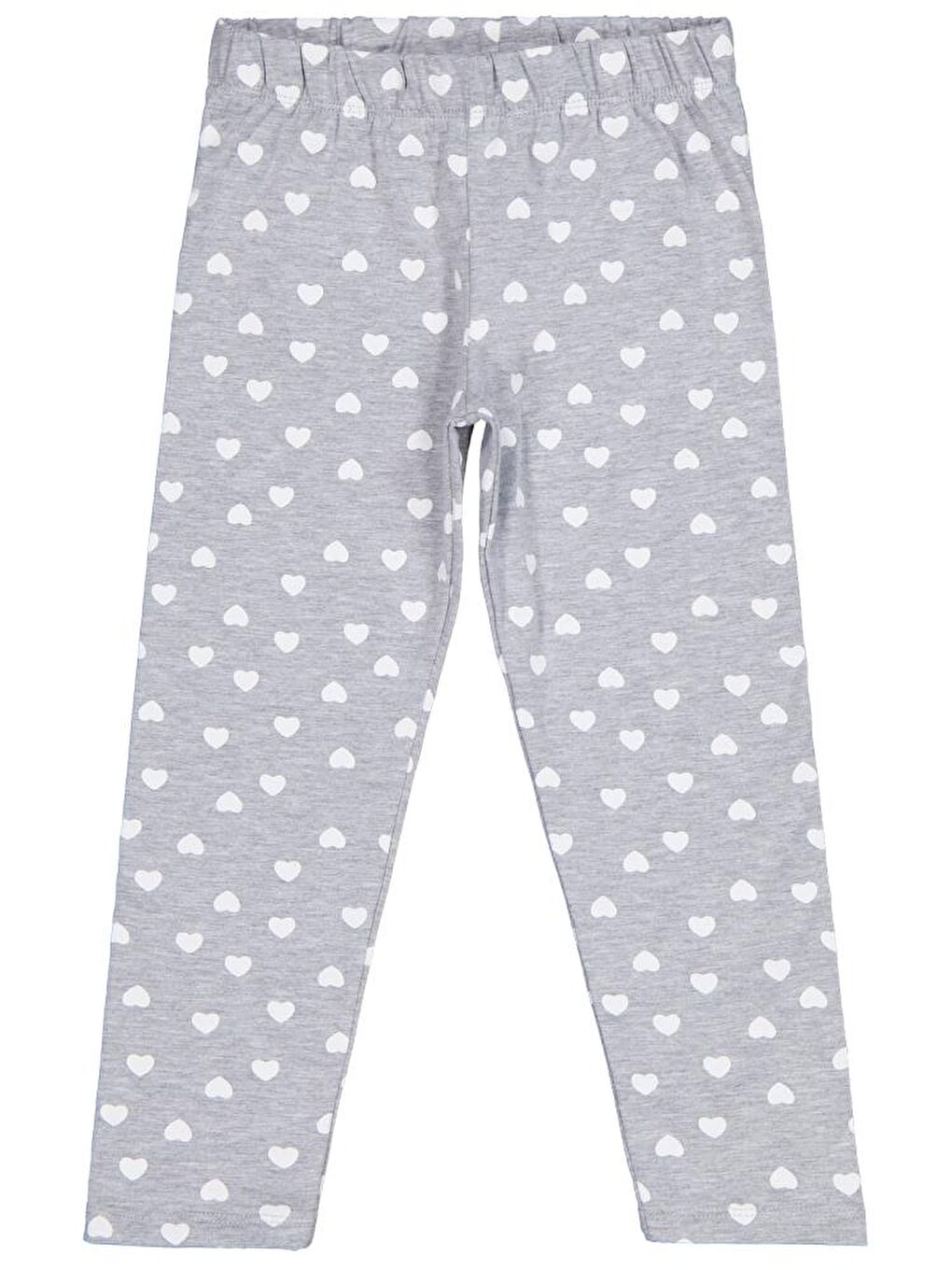 Gri Girls Kalp Baskılı 6-9 Yaş Tayt