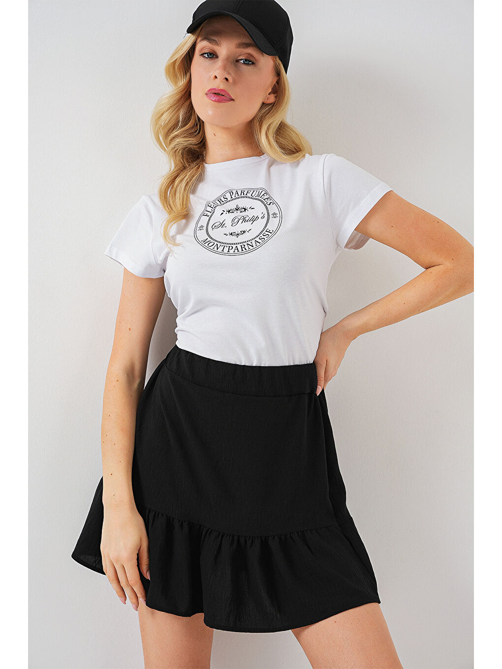 Kadın Ayrobin Mini Etek 8054 - Siyah-3