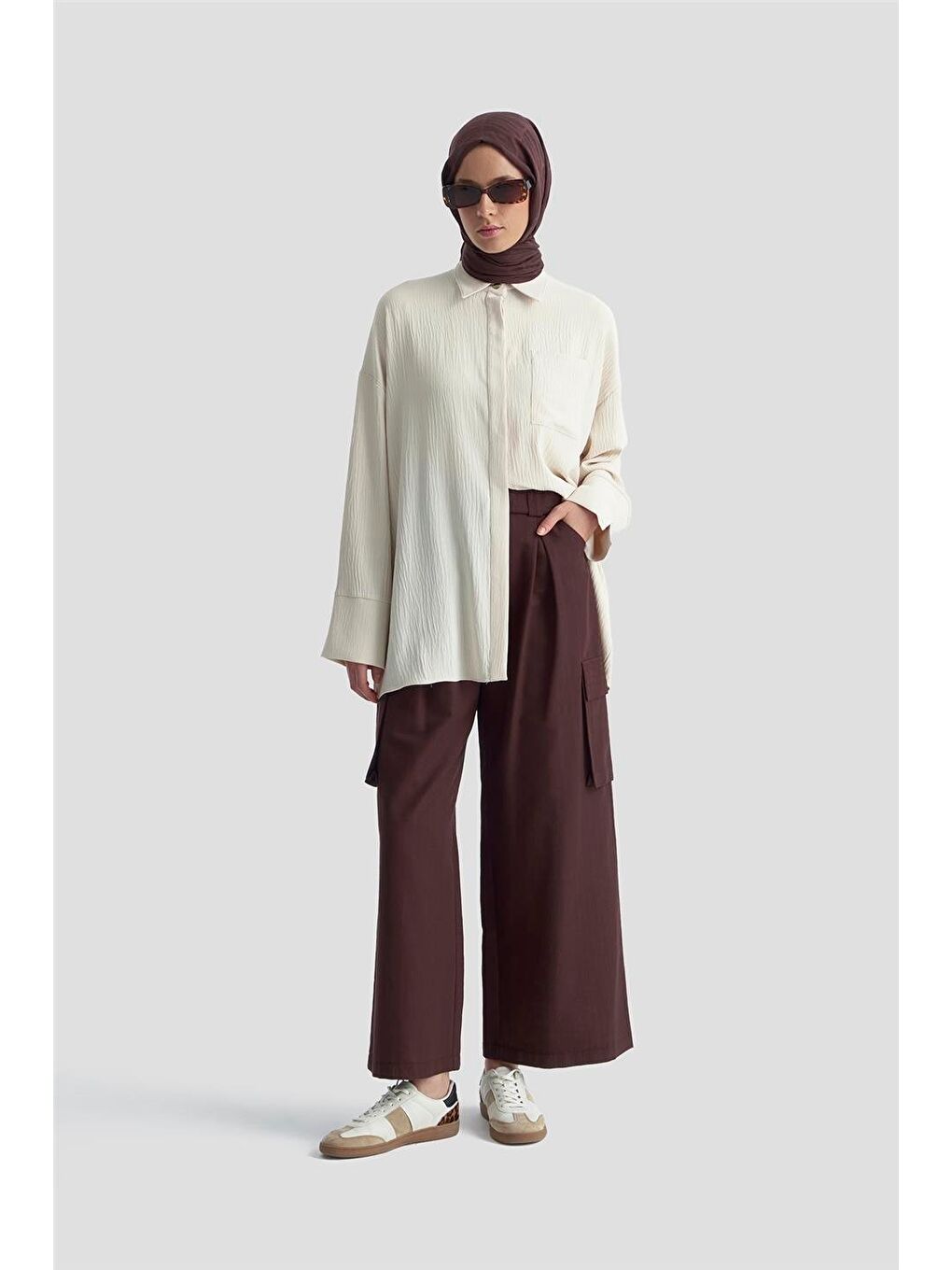 Bej Cepli Basic Gömlek 25Kd4003 Kum-1