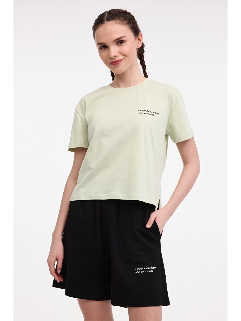 Yeşil WL ANNA 11 5FX PASTEL YESIL Kadın Kısa Kol T-Shirt