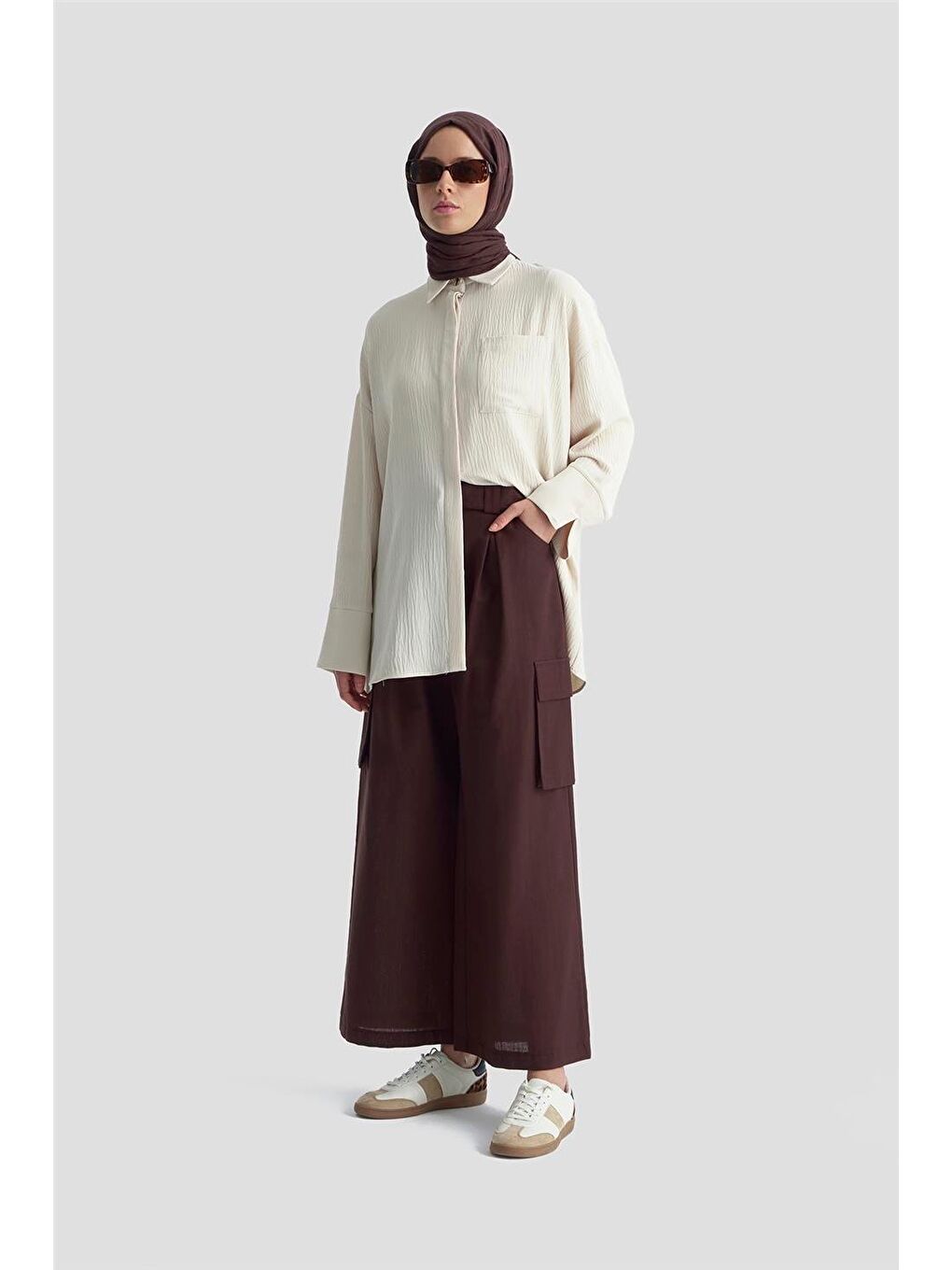 Bej Cepli Basic Gömlek 25Kd4003 Kum-2