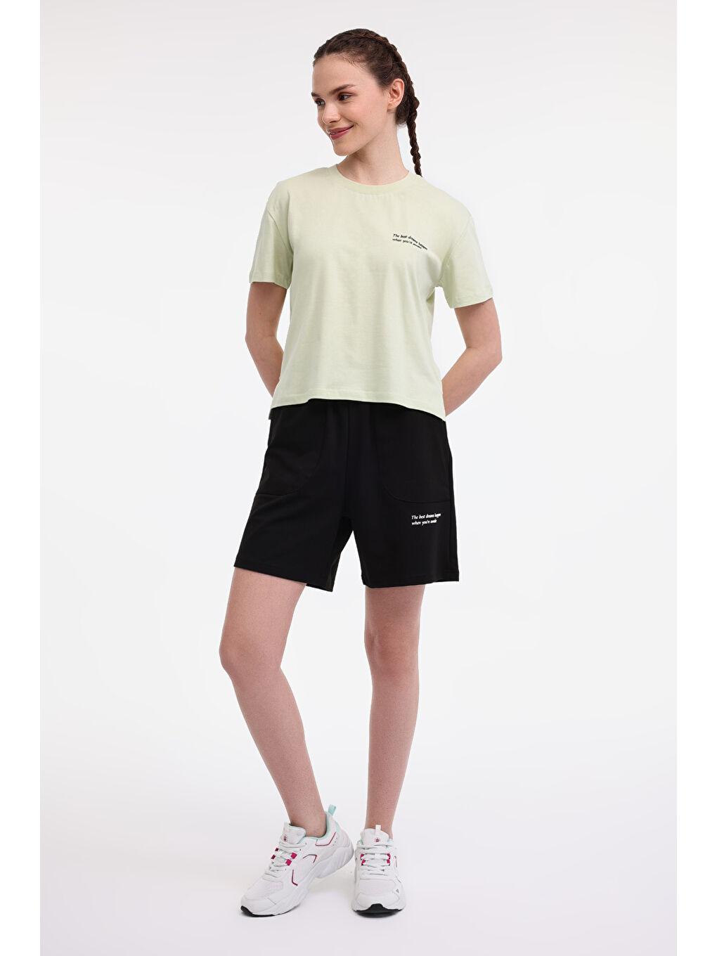 Yeşil WL ANNA 11 5FX PASTEL YESIL Kadın Kısa Kol T-Shirt-2