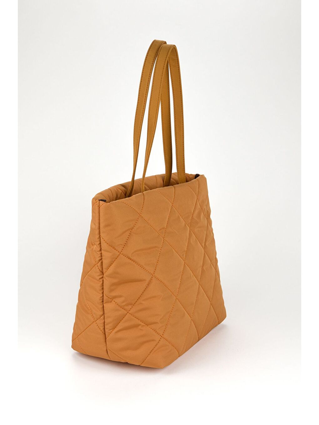 Sarı Kadın Siyah Kapitone Kumaş Omuz Çantası-1