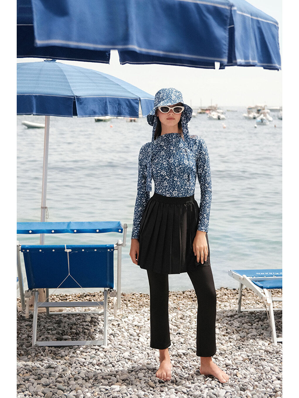 Mavi Desenli Yüzücü Surf Mayo Blue Shell-1