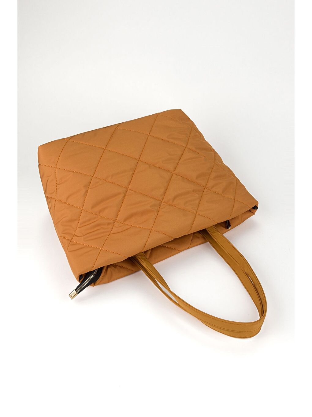 Sarı Kadın Siyah Kapitone Kumaş Omuz Çantası-4