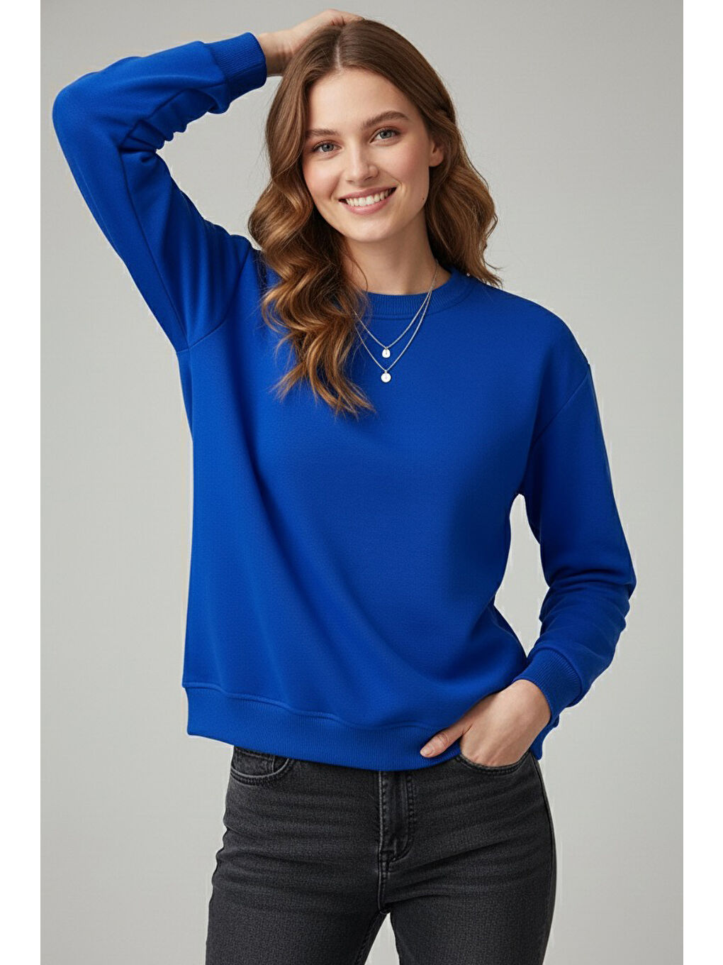 Mavi Kadın Bisiklet Yaka Oversize Sweatshirt Saks - 27955-SAKS-1