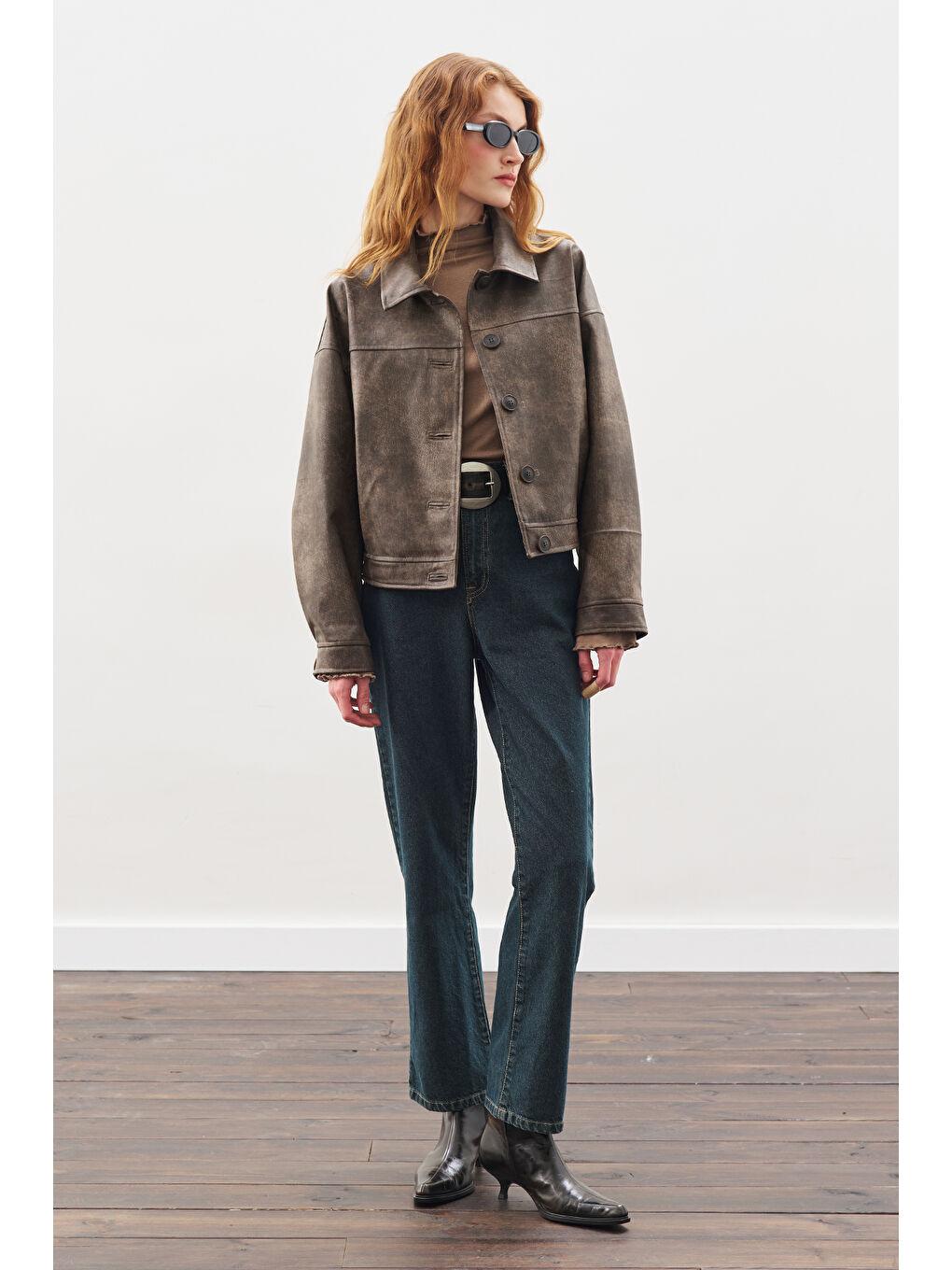 Kahverengi Eskitme Deri Ceket Vıntage-2