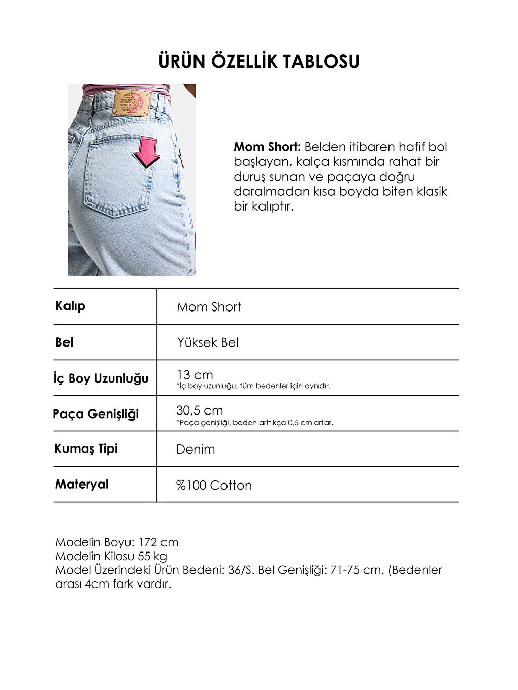 Mavi Kadın Ice 4s6-3 Relax Mom Fit Emoji Nakış Detaylı Özel Tasarım Denim Şort-3