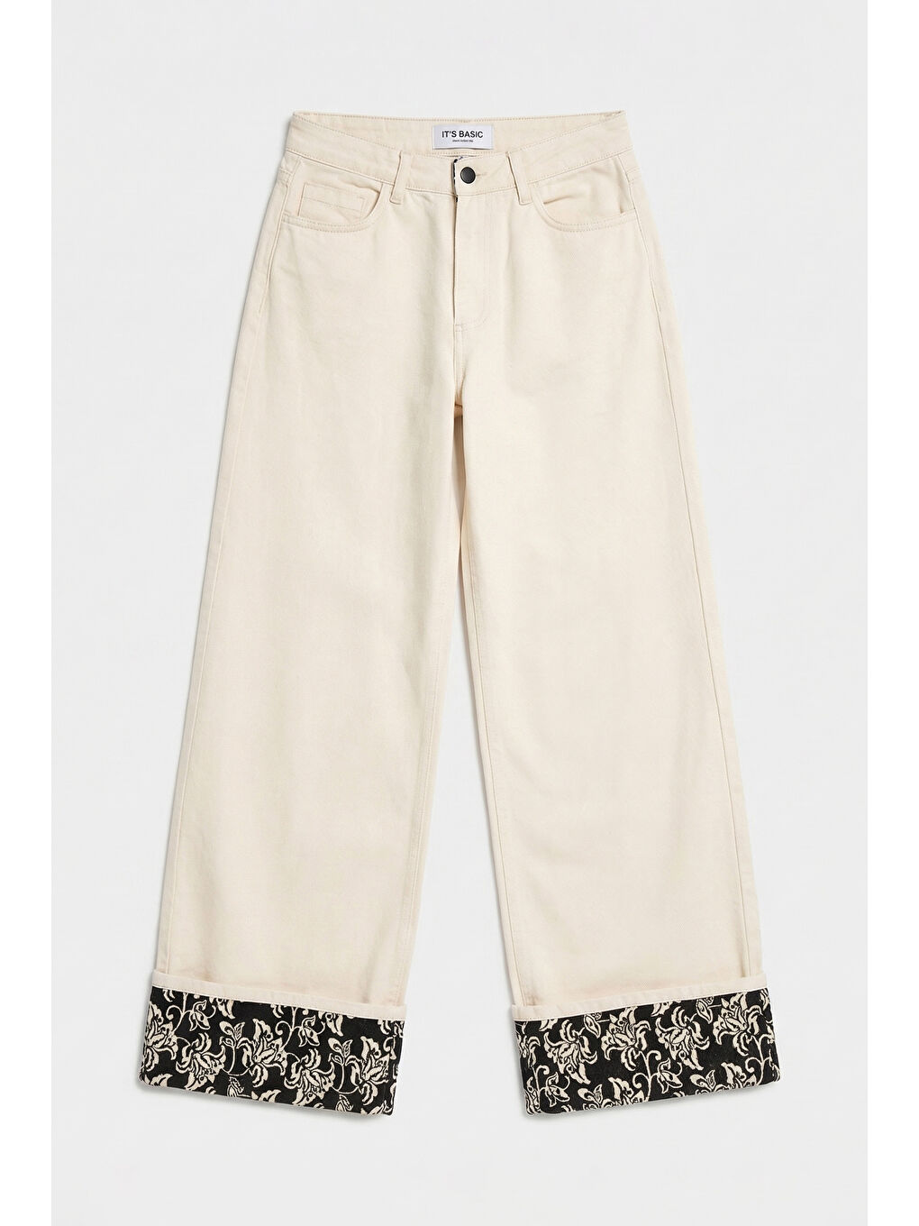 Bej Kadın Raw 7s6-69 Relaxed Baggy Fit Nakış Detaylı Özel Tasarım Denim Jean-4