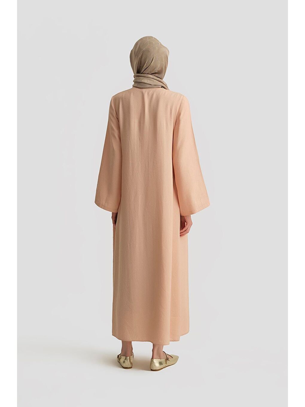 Kemer Detaylı Modal Elbise 25Y9015 Soluk Pembe-4