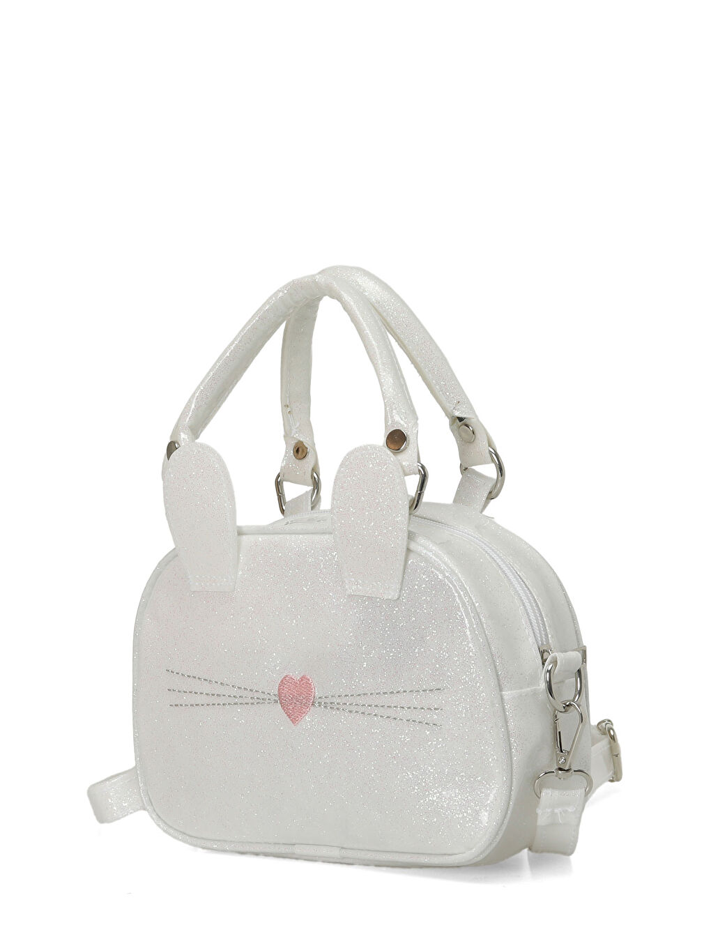 PVC KEDİ EL 4PR Beyaz Kız Çocuk El Çantası-1