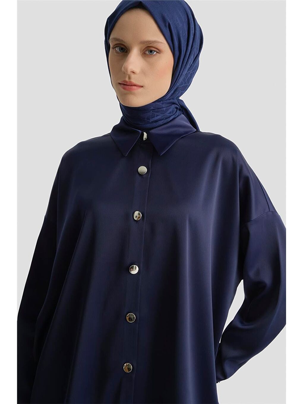 Saten Tunik Lacivert-1