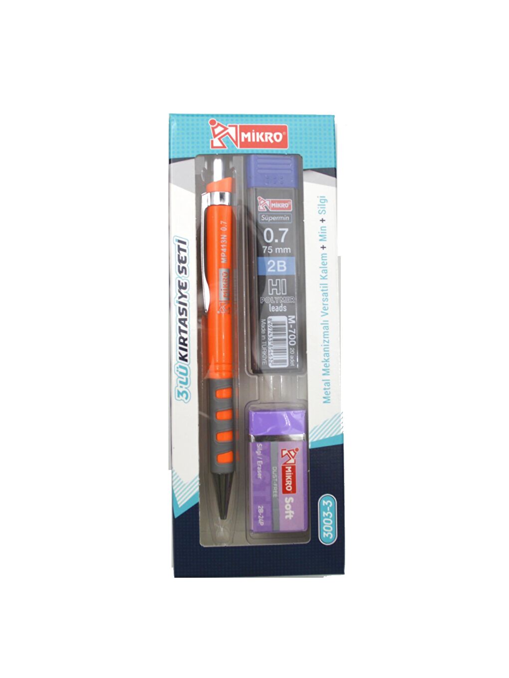 Kırtasiye Okul Seti Versatil 3 Lü  0,7 ( Kalem+Silgi+Uç) MK-3003-3