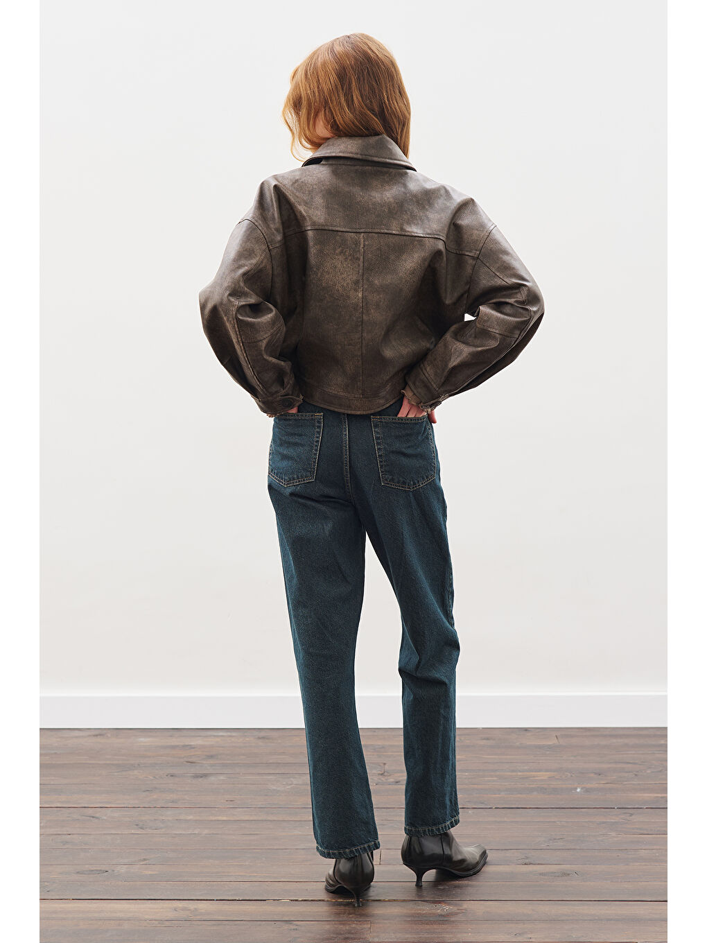 Kahverengi Eskitme Deri Ceket Vıntage-6