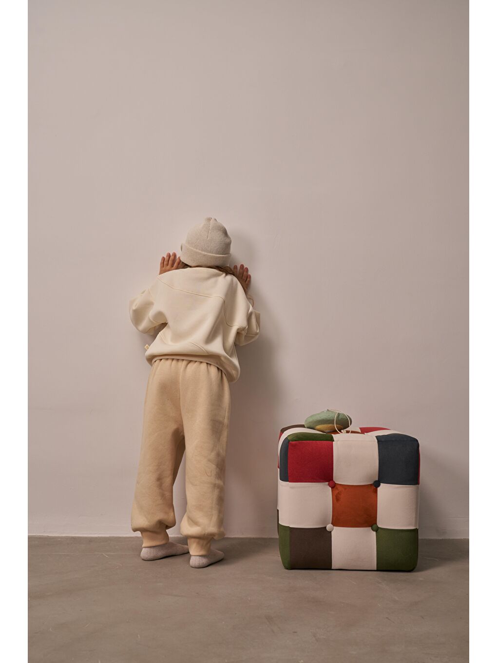 Bej Dikiş Detaylı Eşofman Takım-4