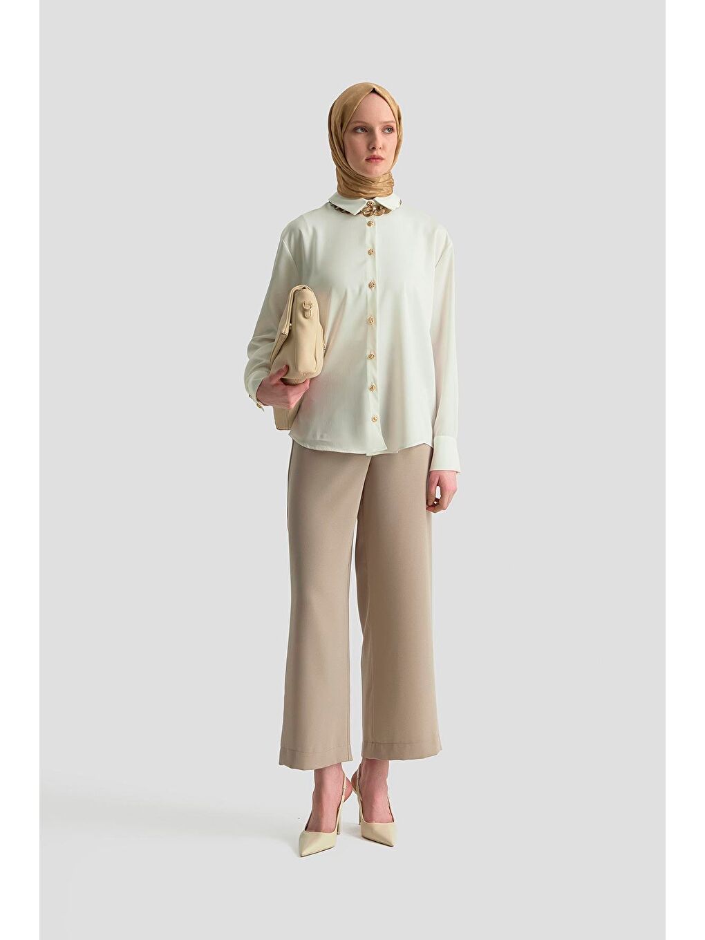 Saten Gömlek 25Kd1120 Ekru-1