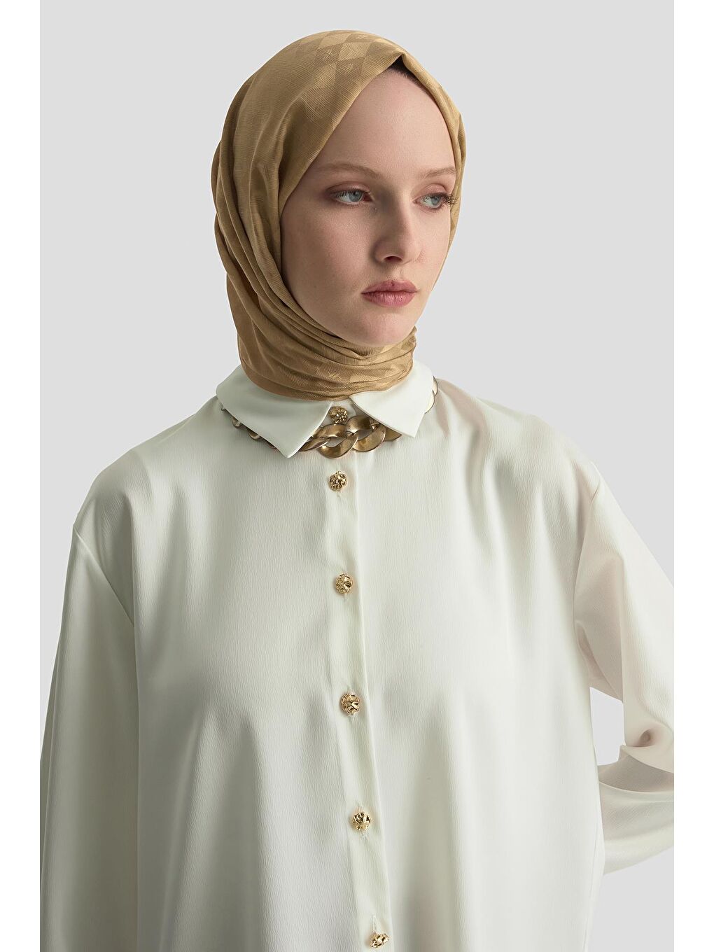 Saten Gömlek 25Kd1120 Ekru-2