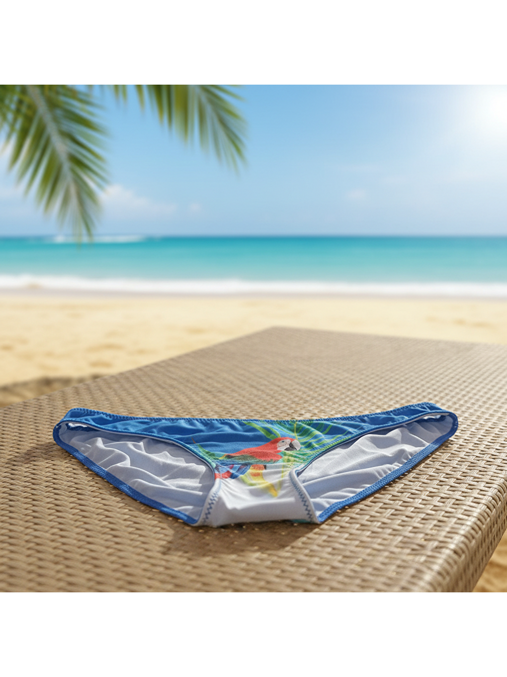Kadın Plaj Giyim Mavi Renk Baskılı Bikini Alt Bb2721-1