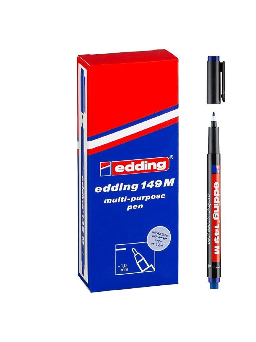 Edding 149 M Permanent Silgili Asetat Kalemi 1.0 mm Mavi 1 Adet - 1