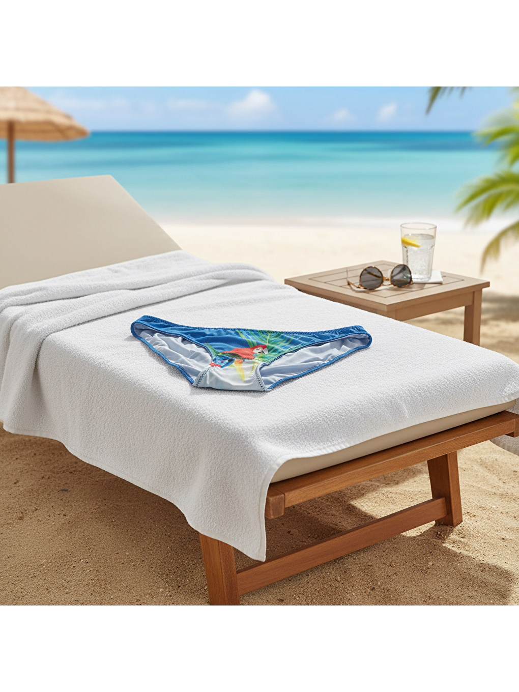 Kadın Plaj Giyim Mavi Renk Baskılı Bikini Alt Bb2721-2