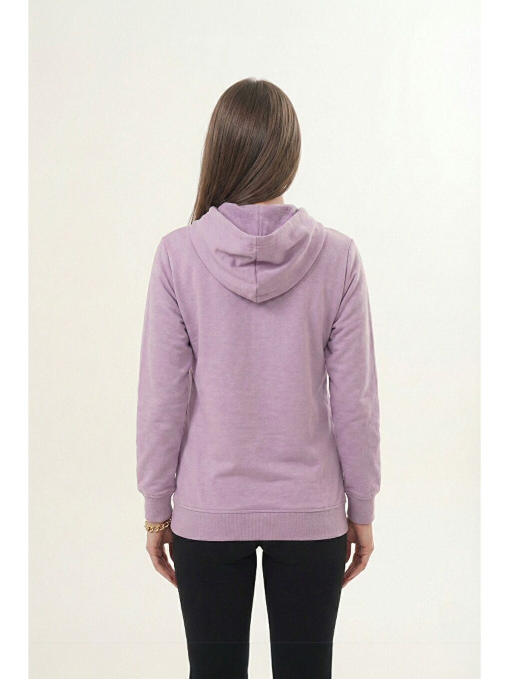 Lila Unisex %100 Pamuk Basic Premium Kapüşonlu Sweatshirt-3