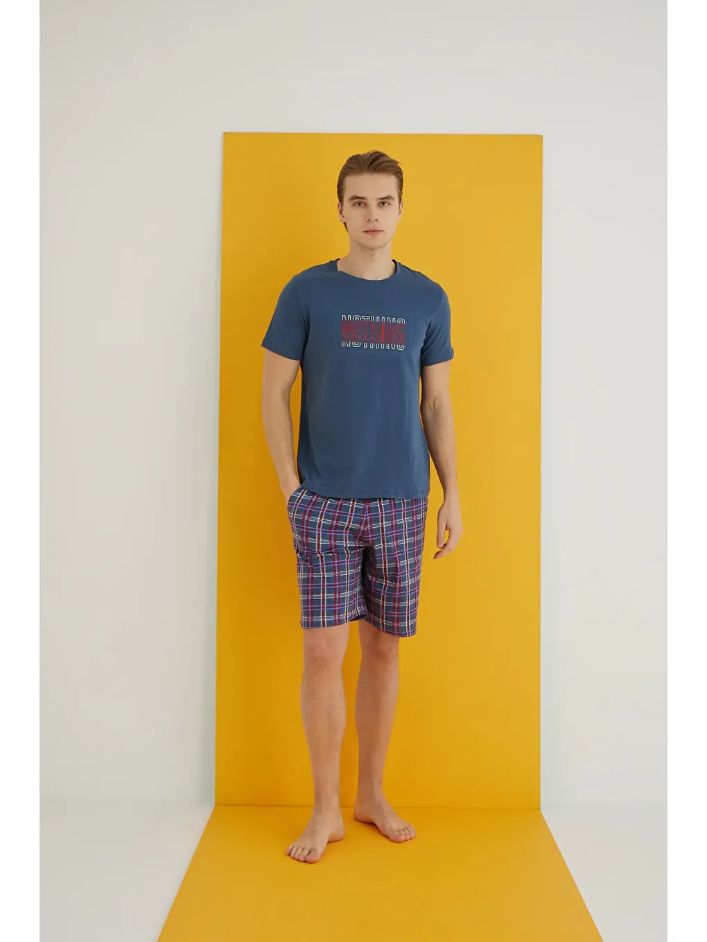 İndigo Penye Erkek Şort Takım 7502-11-1
