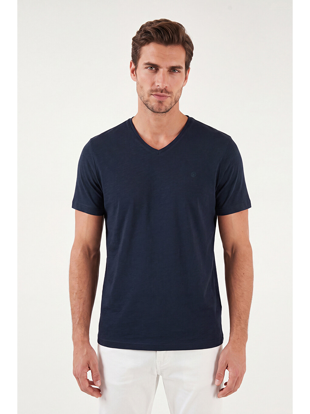 İndigo Pamuklu Regular Fit V Yaka T Shirt 5902719-1