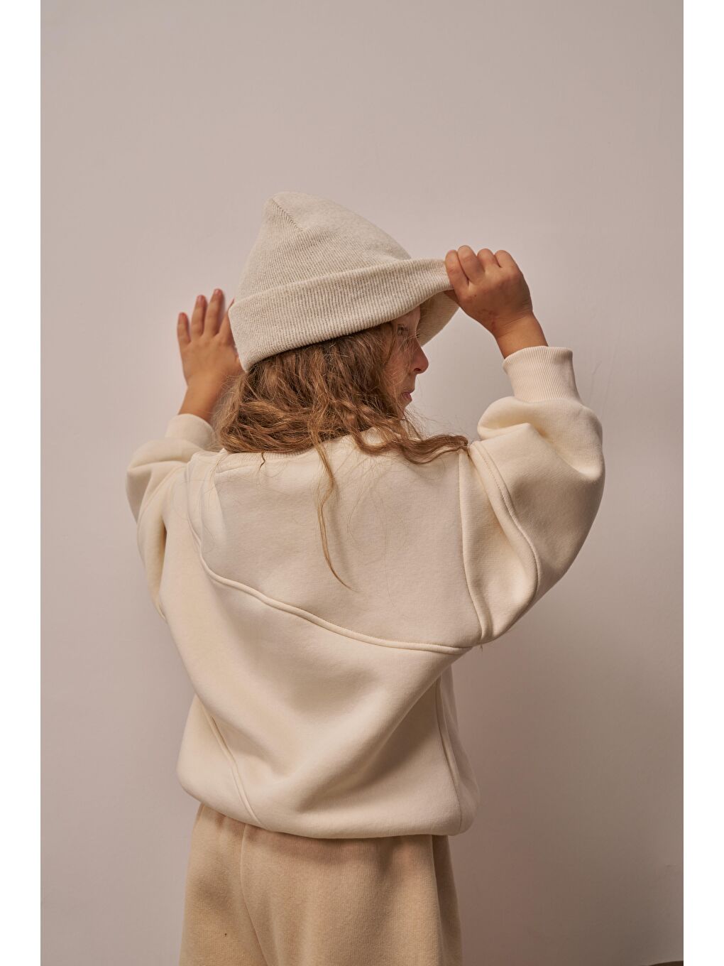 Bej Dikiş Detaylı Eşofman Takım-6