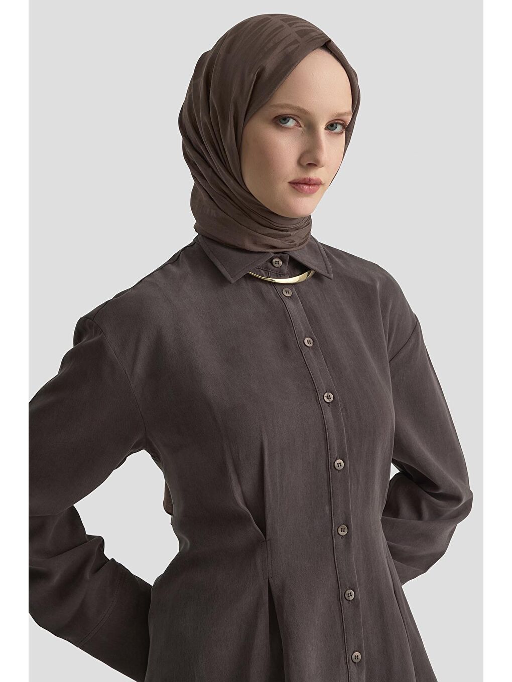 Kahverengi Beli Pileli Gömlek 25Kd1111 Kahverengİ-3