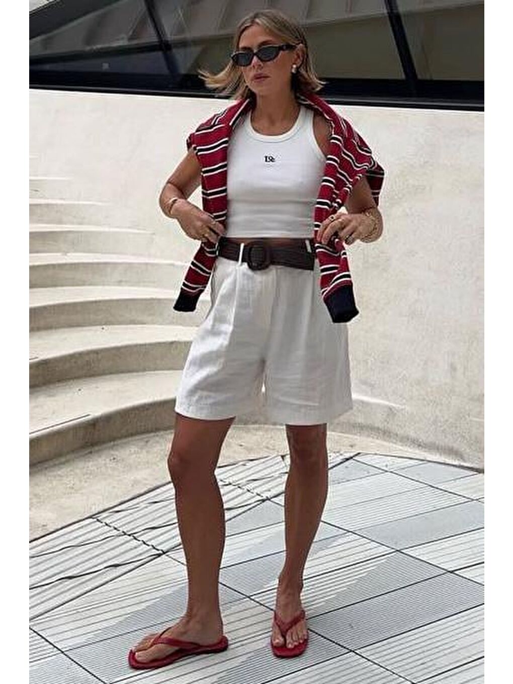 Bordo Çizgili Polo Yaka Kadın Uzun Kollu Tişört  Mg2575-4